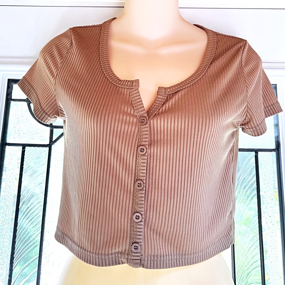 ROMWE - Cropped Brown Top